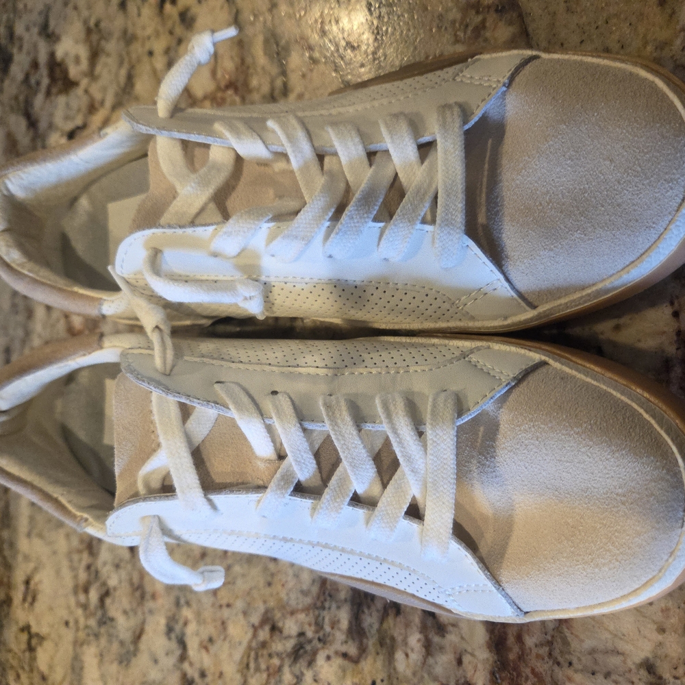 White and Tan Sneakers